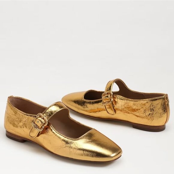 Sam Edelman Michaela in Medallion Gold Leather 7.5 with box Womens Flats Shoes - Picture 2 of 13